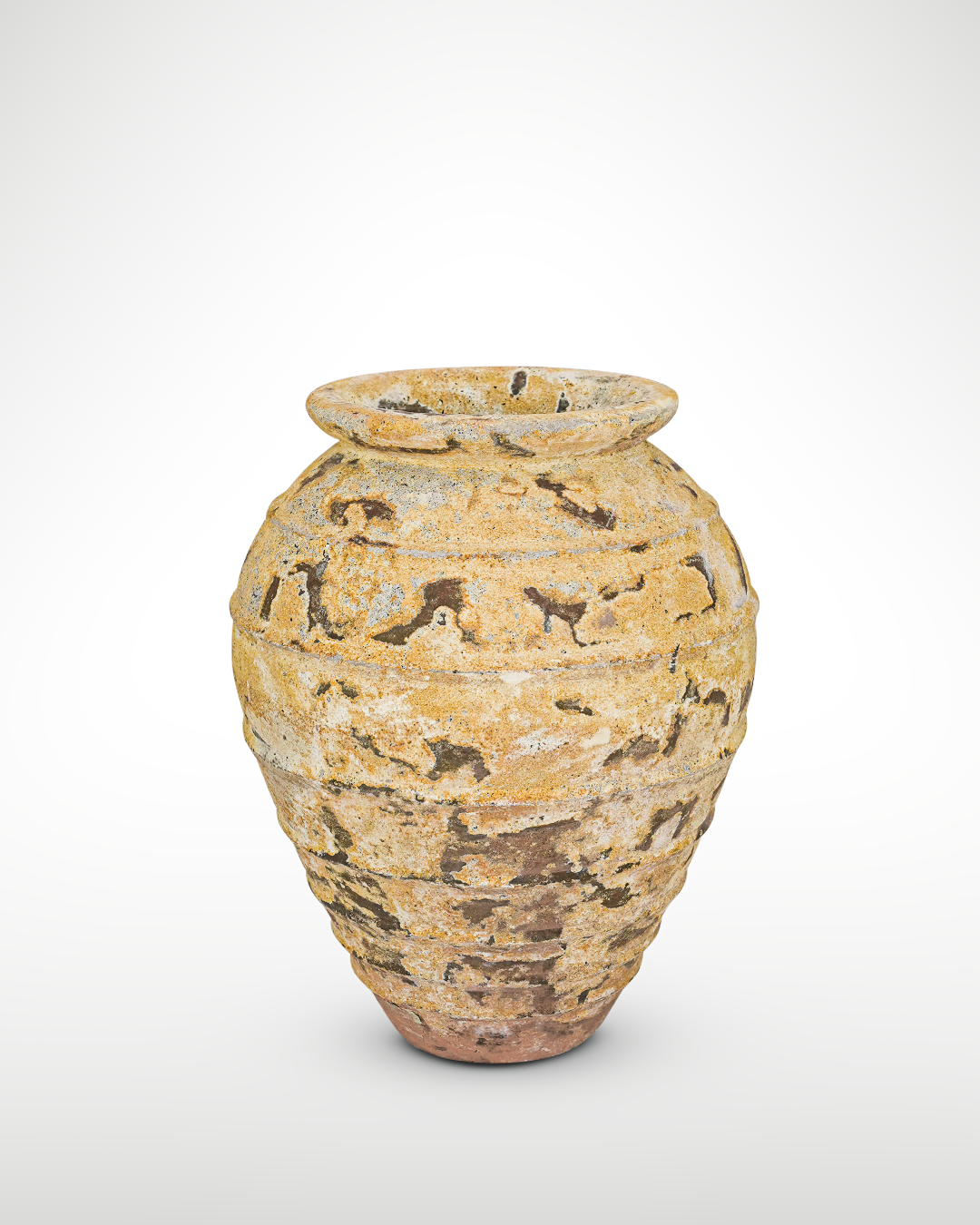 Texture VASE 21 - Name BUFALO III - OD_W 21” Po  16” Ht.  24” Base 10” Weight 98 LB” Texture Savana